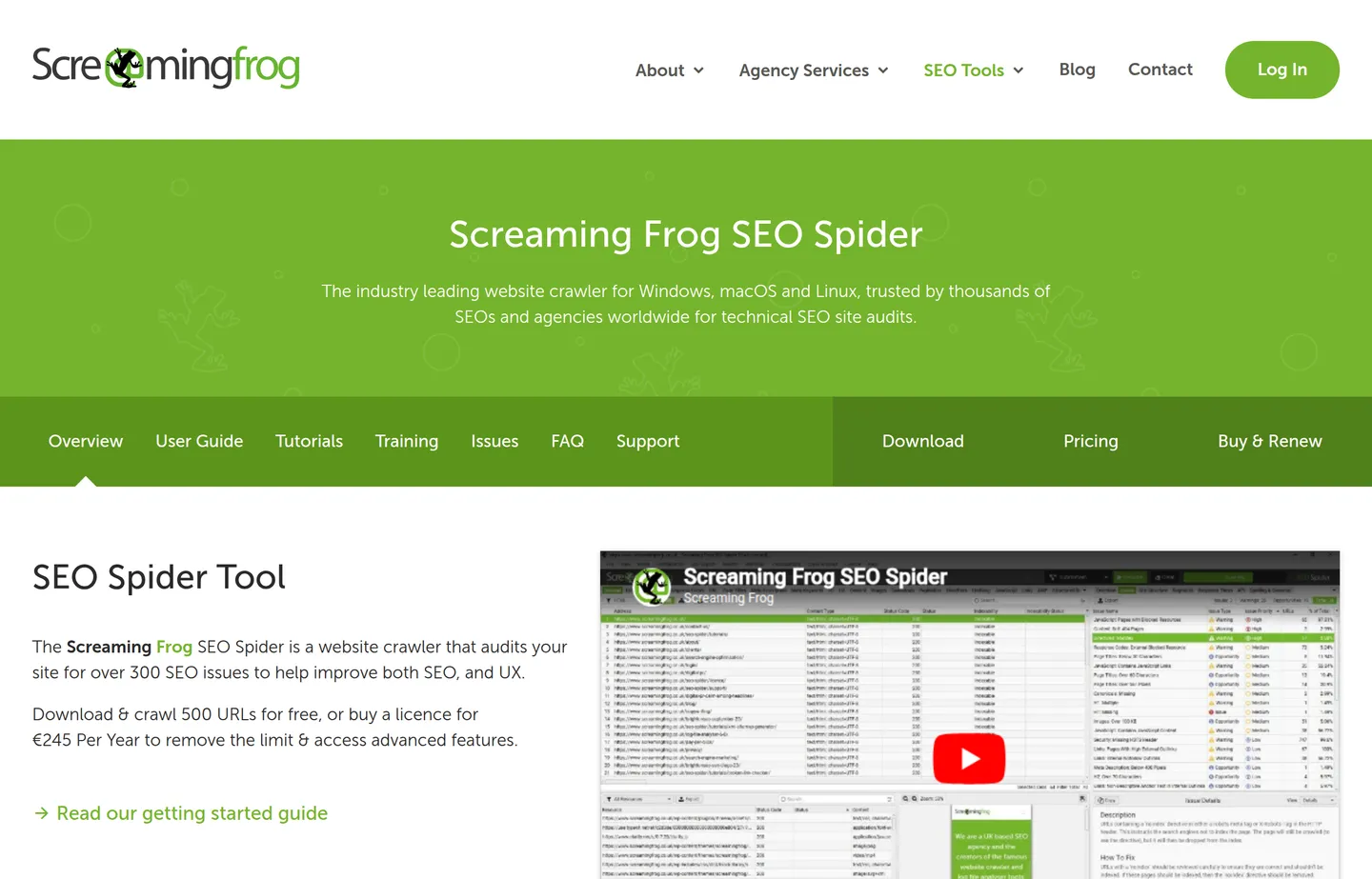 The Screaming Frog SEO Spider website.