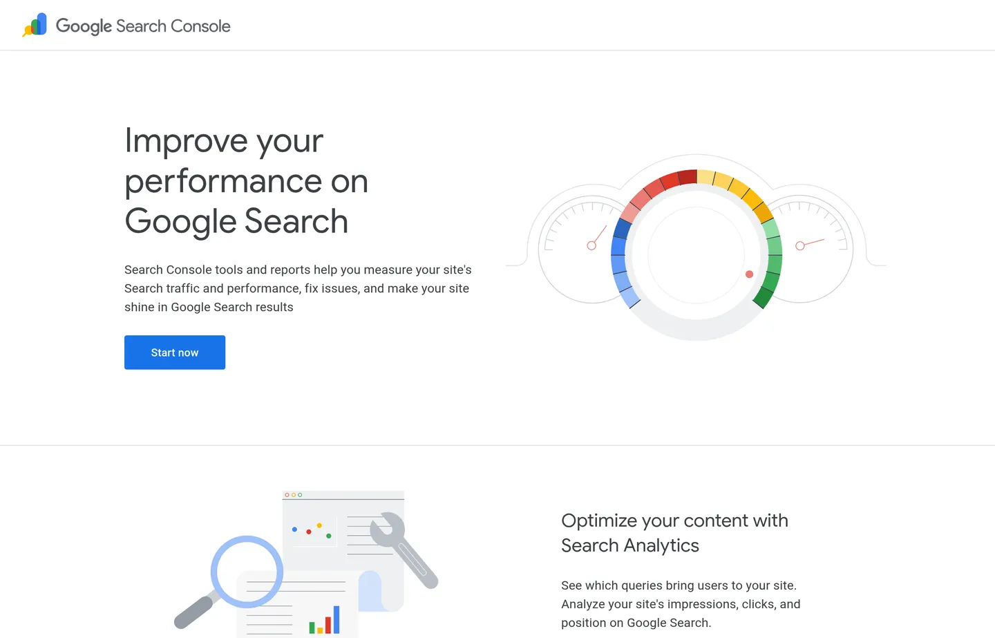 The Google Search Console overview page.