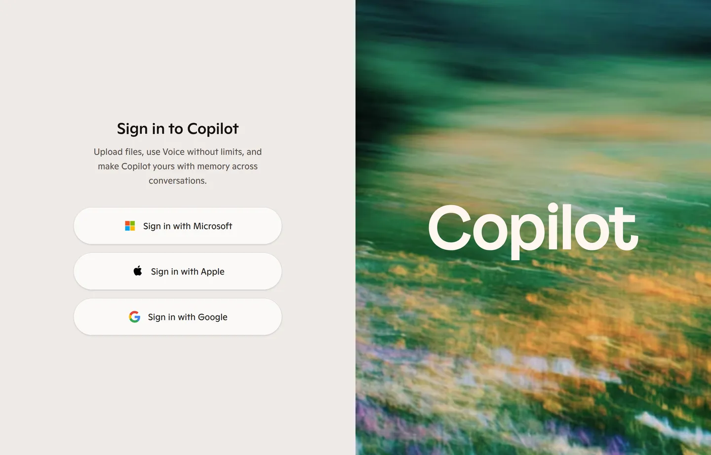 The Microsoft Copilot website.