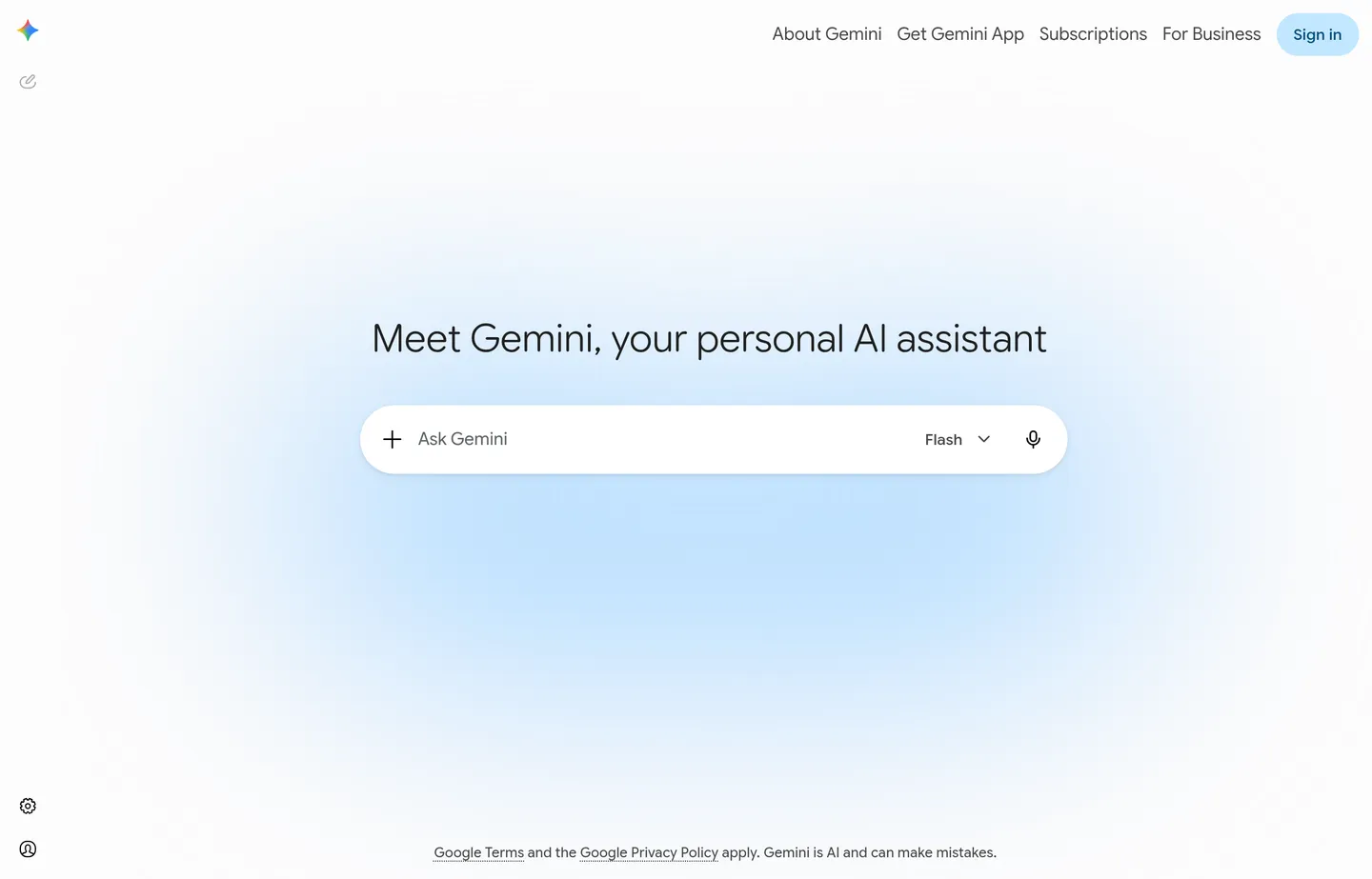 The Google Gemini website.