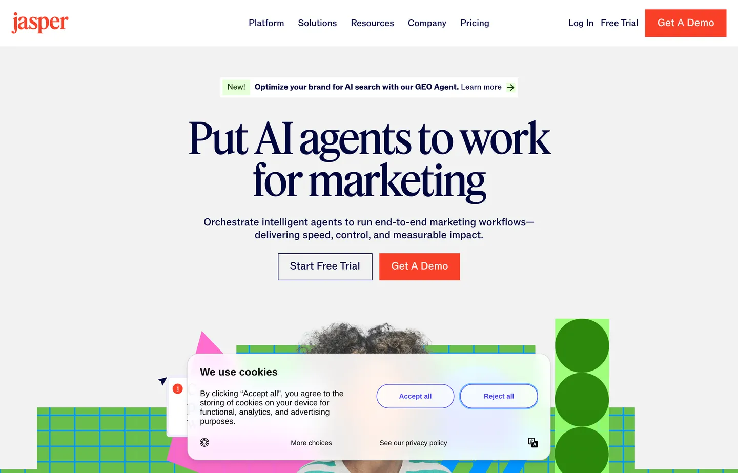 The Jasper website homepage.