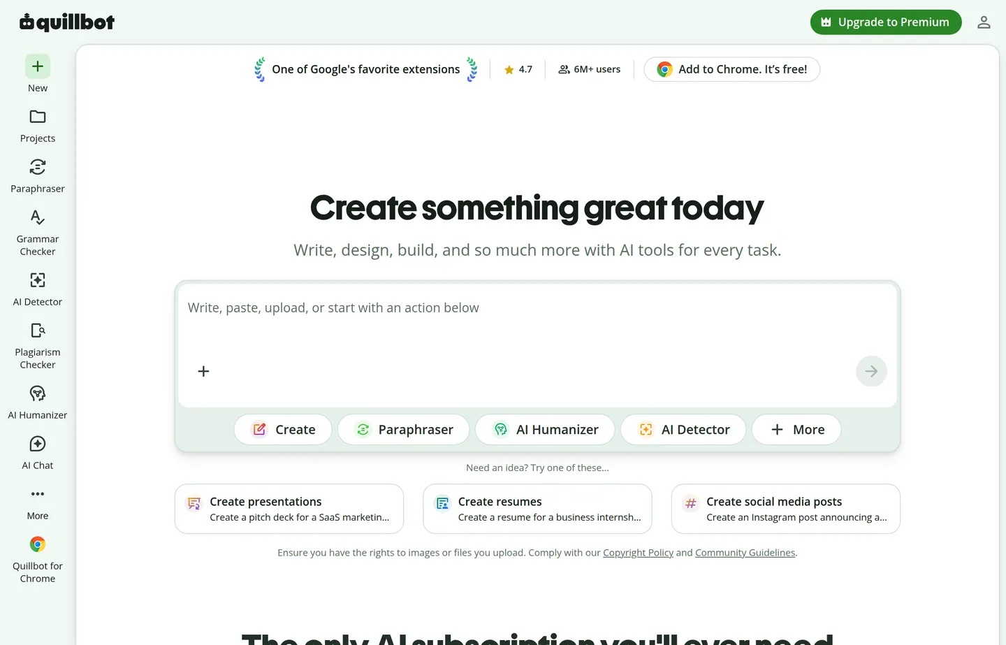 The QuillBot paraphrasing website.