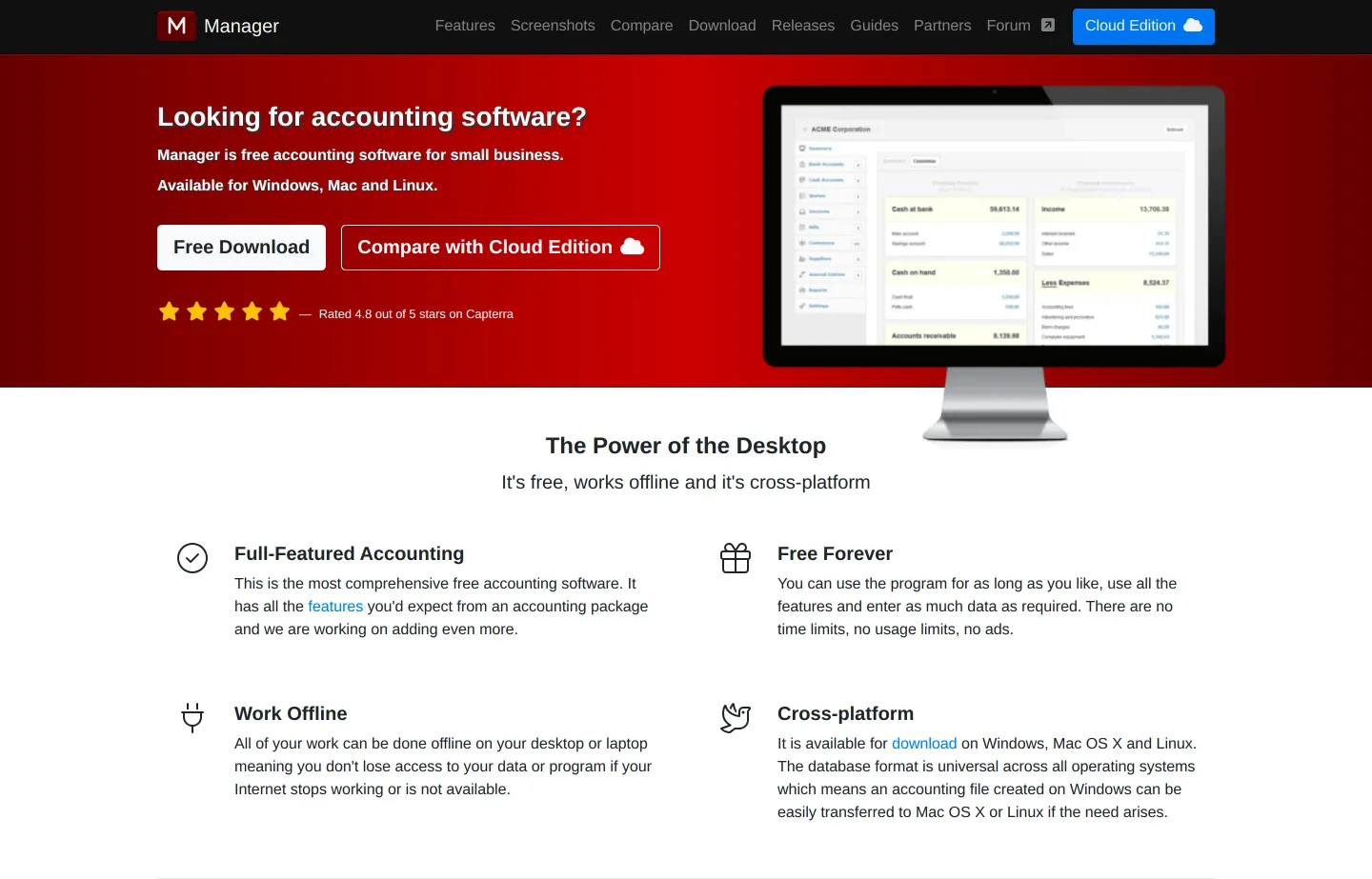 The Manager website, free desktop accounting software for small business.