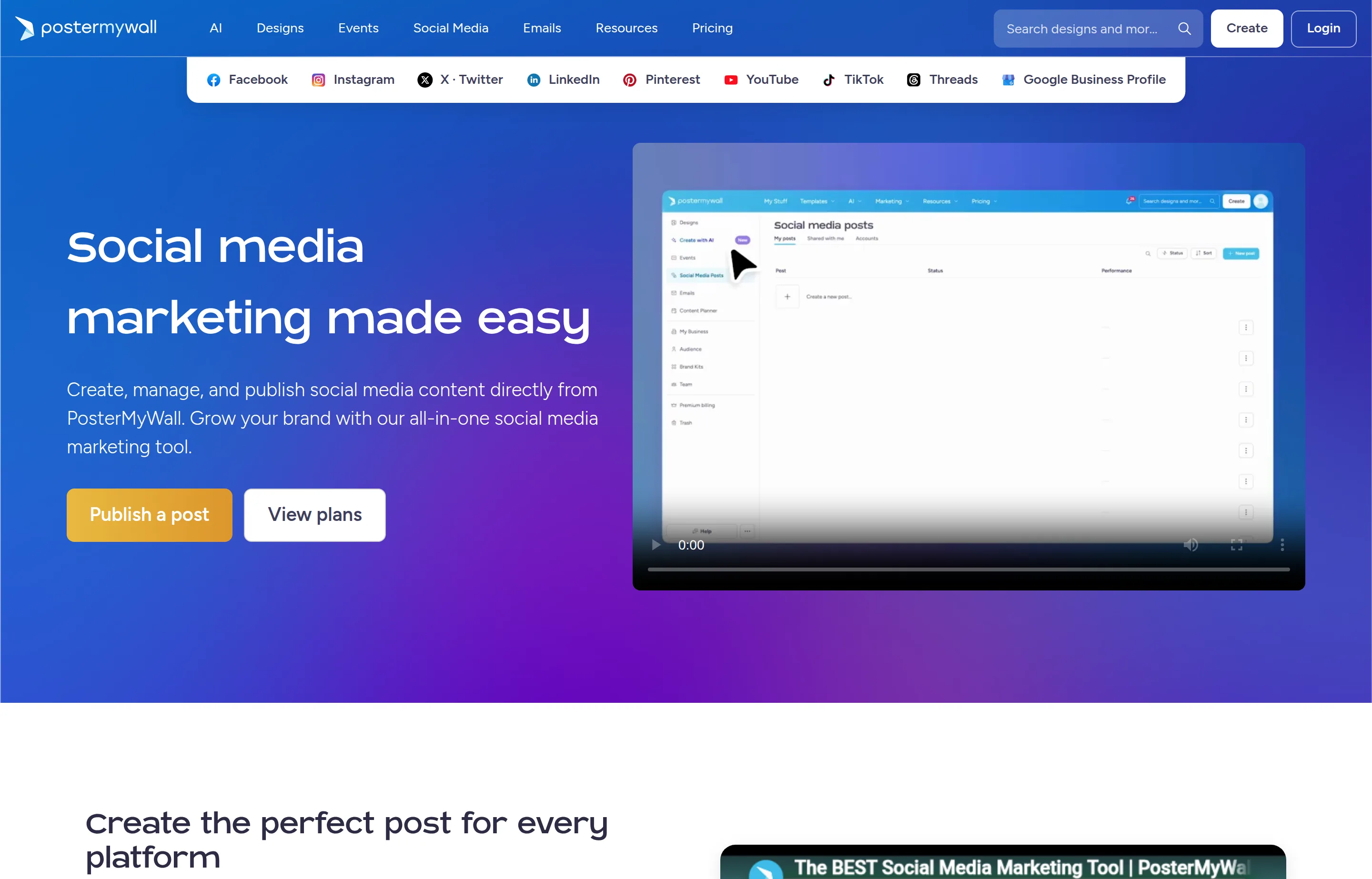 The PosterMyWall website, an email design studio with thousands of free templates and HTML export.