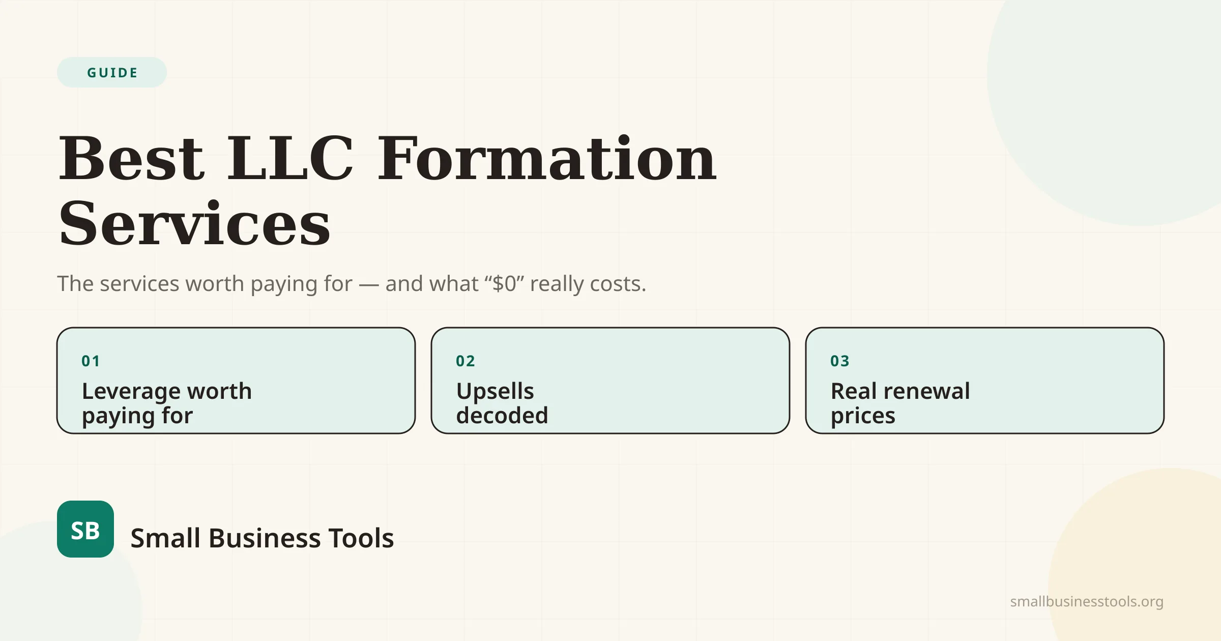 Best LLC Formation Services — the services worth paying for, and what free really costs, with three points: leverage worth paying for, upsells decoded, and real renewal prices.