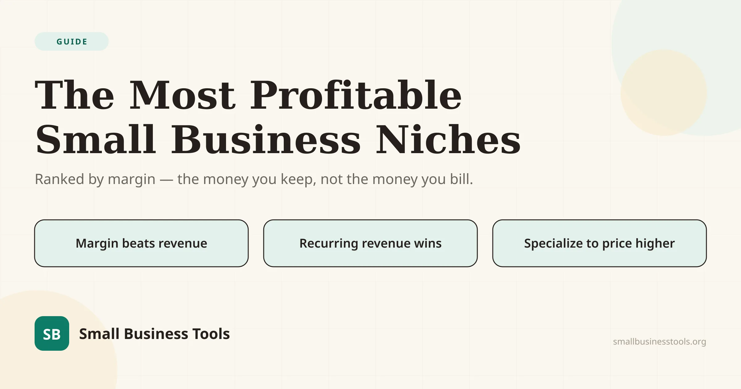 The most profitable small business niches, ranked by margin — the money you keep, not the money you bill: margin beats revenue, recurring revenue wins, and specializing lets you price higher.