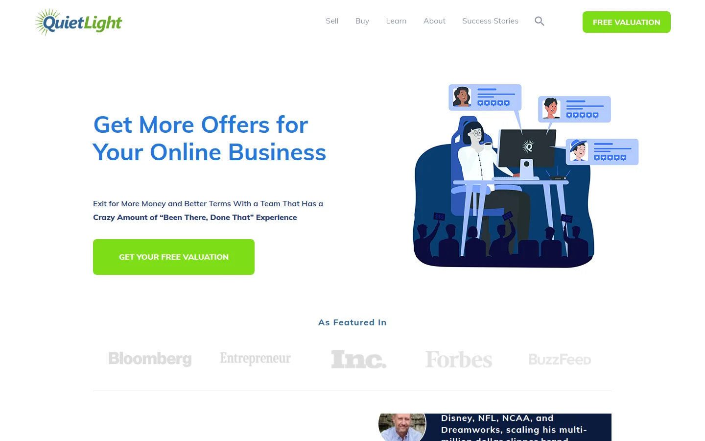 The Quiet Light website, a brokerage for online businesses run by former founders.