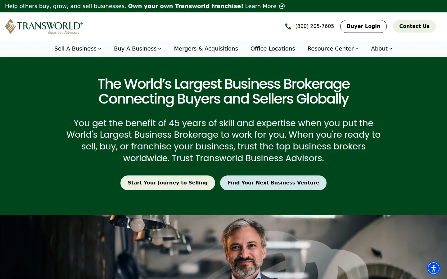 The Transworld Business Advisors website, a global business brokerage network.
