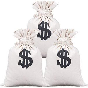 IronBuddy 3Pcs Drawstring Bag 16"x12" Cotton Money Dollor Sign Bag Bank Robber Bag Drawstring Gift Bag for Christmas, Birthday, Wedding, Party Favors